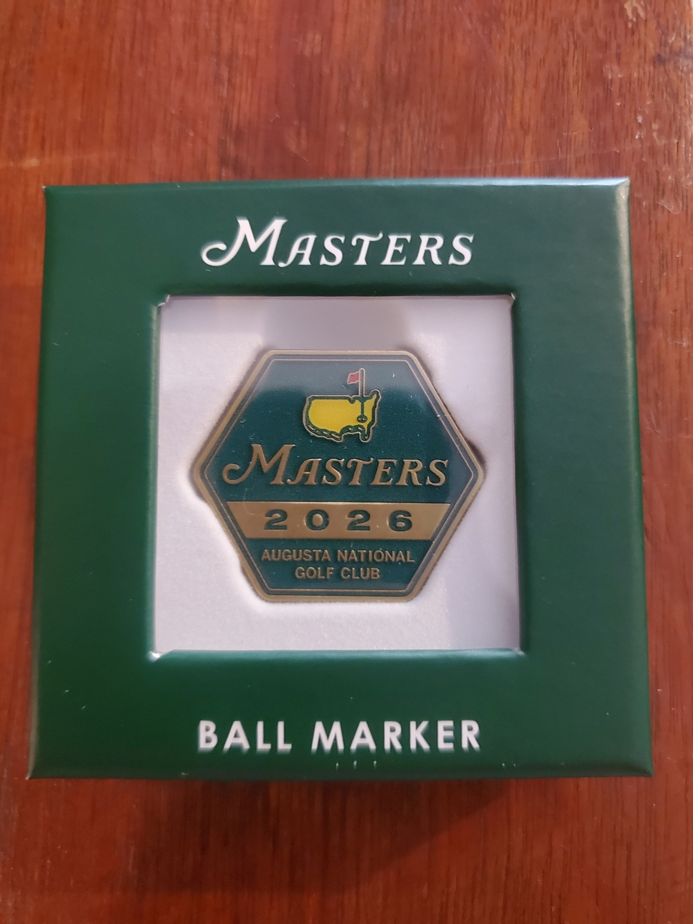 NWT 2026 Masters Ball Marker with Green and Gold Emblem